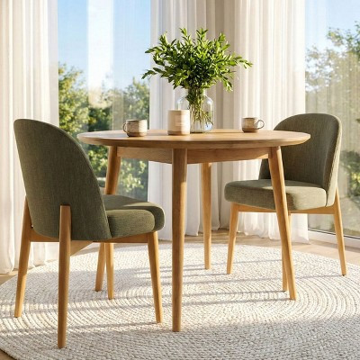Armless Upholstered Dining Chairs Set of 2, Green Linen Blend Fabric Side Chairs with Solid Wood Legs, Modern Kitchen Dining Room Chairs - Panipeachy | Target
