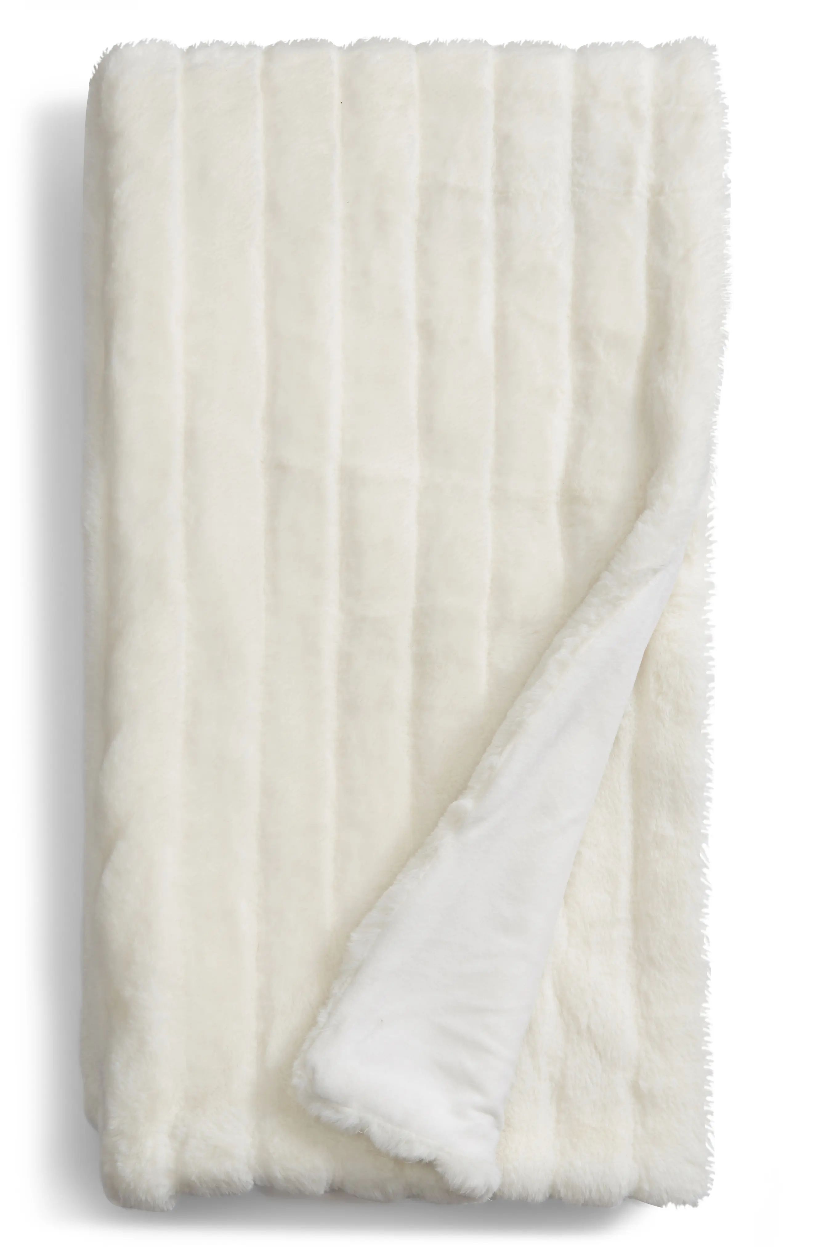 Nordstrom at Home Sheared Stripe Faux Fur Throw | Nordstrom