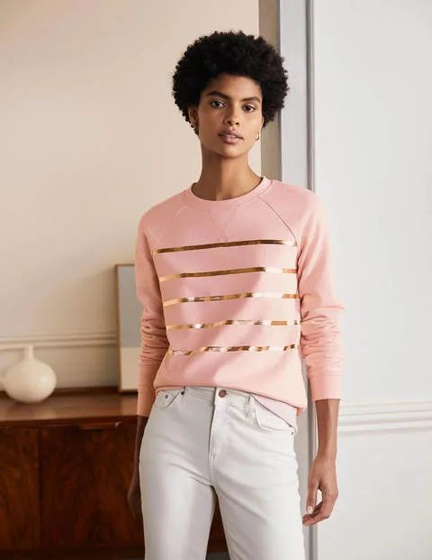The Sweatshirt - Pink Marl, Gold Foil Stripe | Boden US | Boden (US)