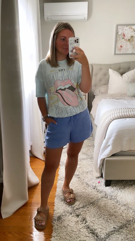 Todays casual outfit 
Maternity friendly outfit 
Bump outfit 
Linen shorts
Summer outfits
Graphic tee

#LTKStyleTip #LTKBump #LTKFindsUnder50