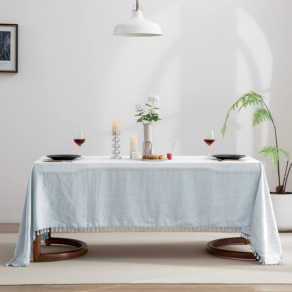 EVERLY Linen Table Cloths 60x84 Inch, 100% Stonewashed French Linen Tablecloths for 6-Foot Rectan... | Amazon (US)