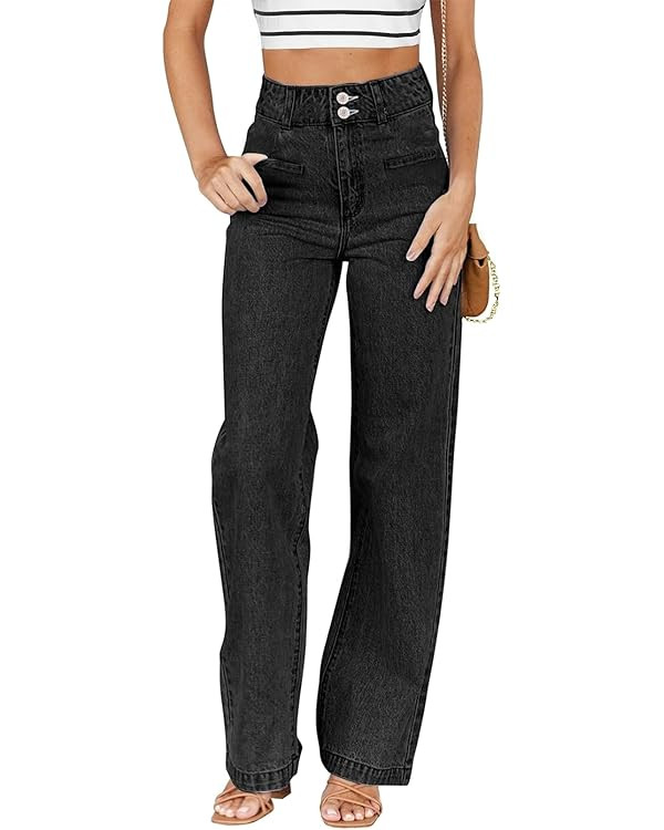 Sidefeel Women's Jeans High Waisted Straight Leg Stretchy Jeans Trendy Loose Wide Leg Zimbaplatin... | Amazon (US)