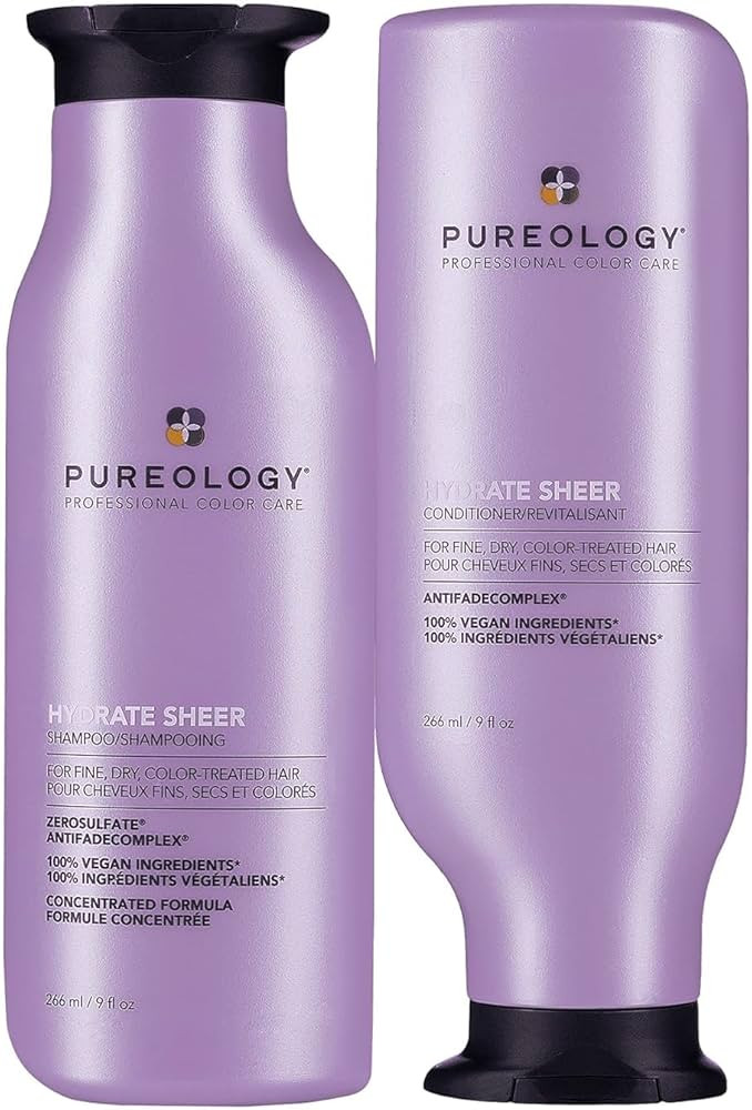 Pureology Hydrate Sheer Shampoo and Conditioner for Fine Hair | For Dry Color Treated Hair | Sulf... | Amazon (US)