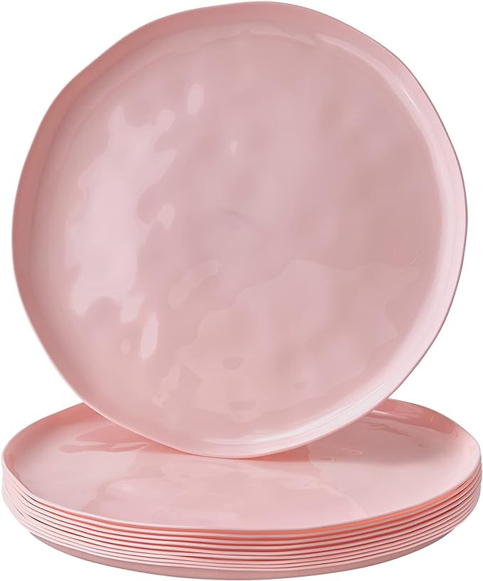 SILVER SPOONS Pink Plastic Dinner Plates for Party, (10 PC) Heavy Duty Disposable Dinner Set, 10... | Amazon (US)