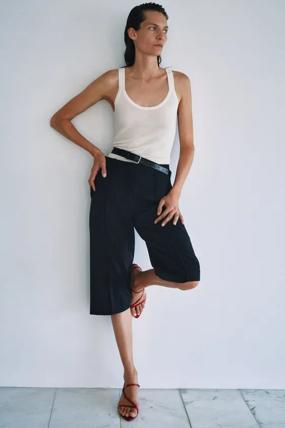 ZARA WOMAN COLLECTIONBermuda shorts made of viscose. Mid-rise waist with belt loops. Side pockets... | Zara US