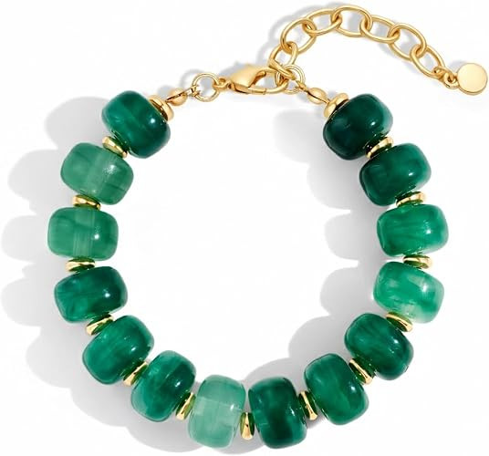 WOWORAMA Colorful Beaded Bracelets for Women Multicolor Acrylic Resin Beads Bracelet with Heart C... | Amazon (US)