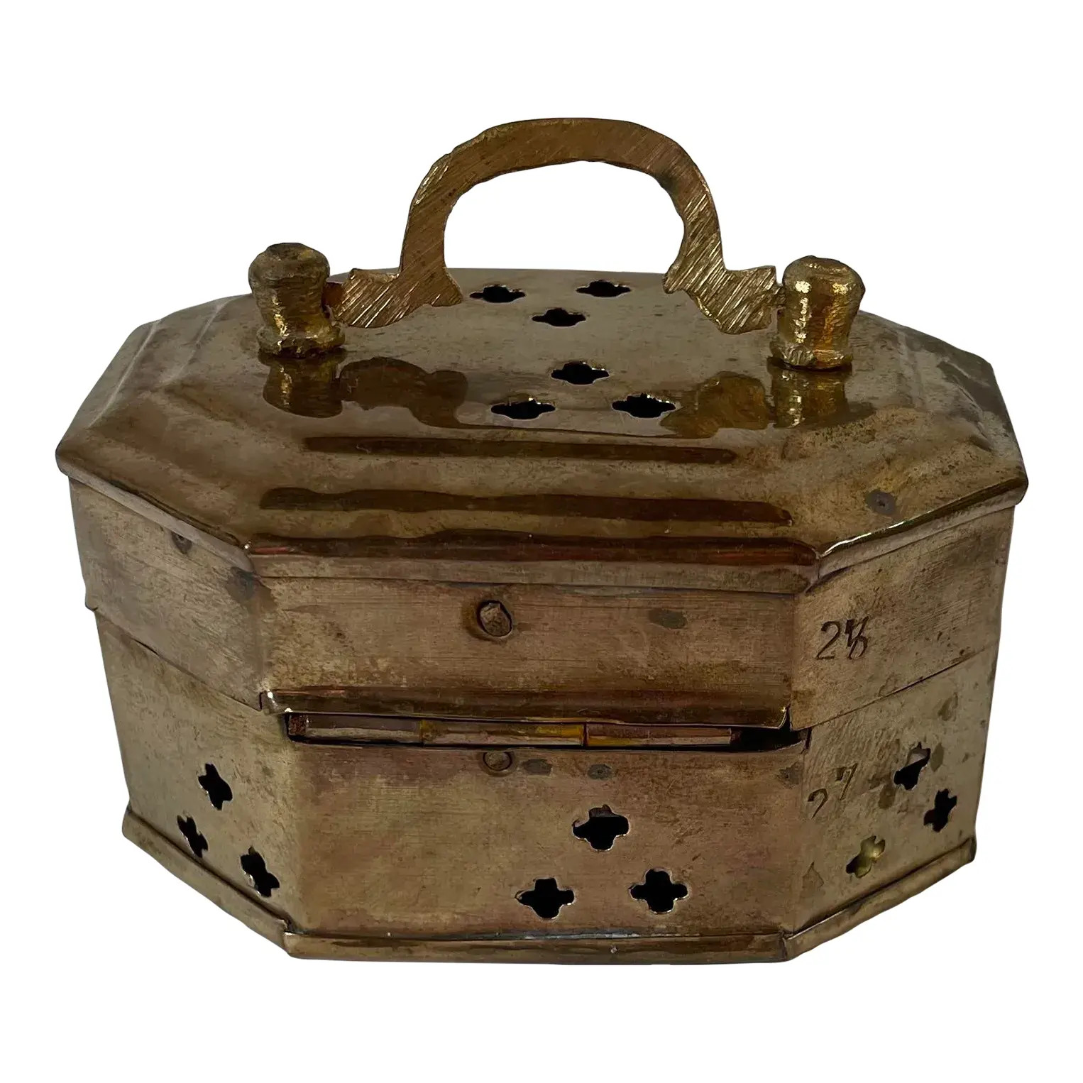 Vintage Pierced Brass Hinged Trinket Box | Chairish