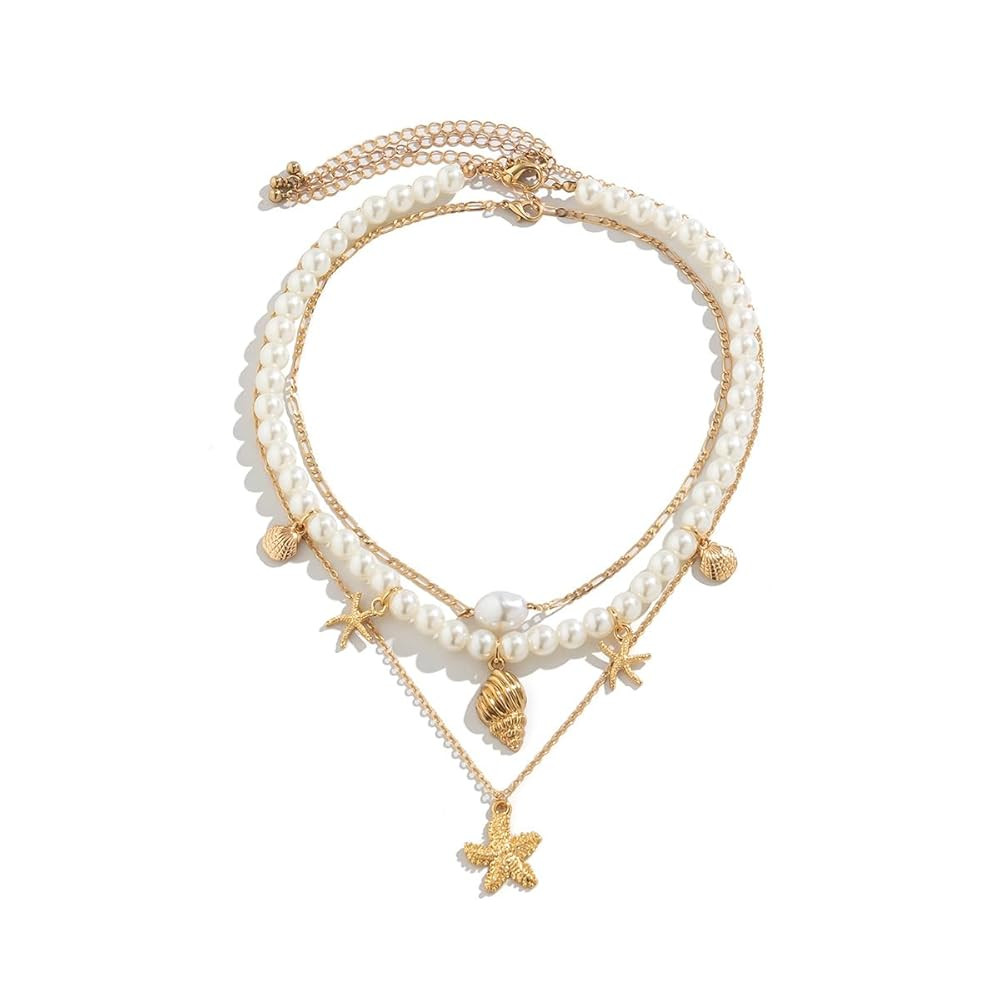 COLORFUL BLING Natural Shell Necklace Bracelet Anklet Set Handmade Seashell Turtle Starfish Adjus... | Amazon (US)