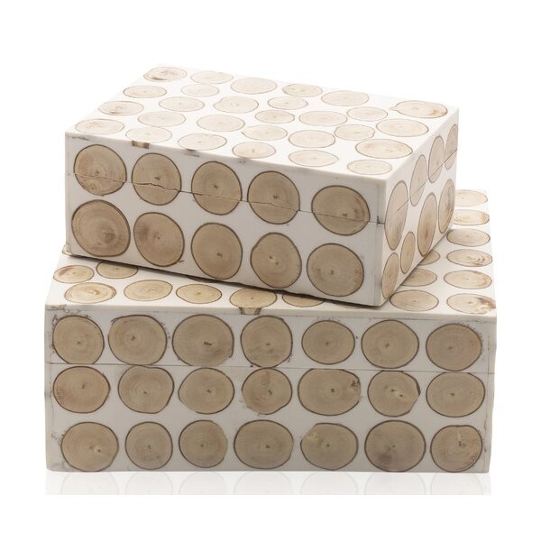 Scott Living Oasis Resin Box With Circle Design, Set Of 2 | Wayfair North America