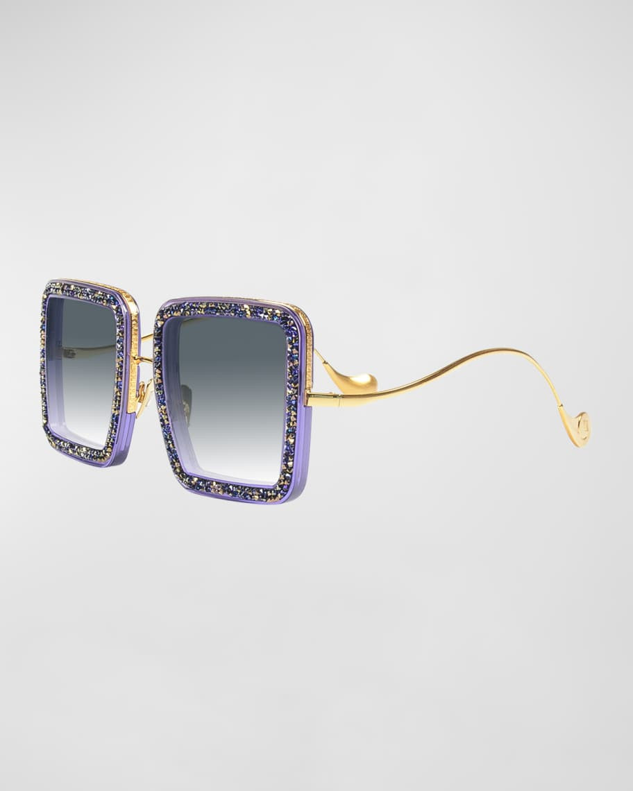 Anna-Karin Karlsson Beaming Sky Swarovski Square Acetate Sunglasses | Neiman Marcus