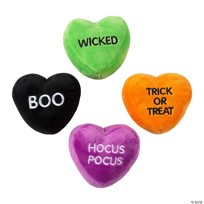 Halloween Stuffed Conversation Hearts - 12 Pc. | Oriental Trading Company