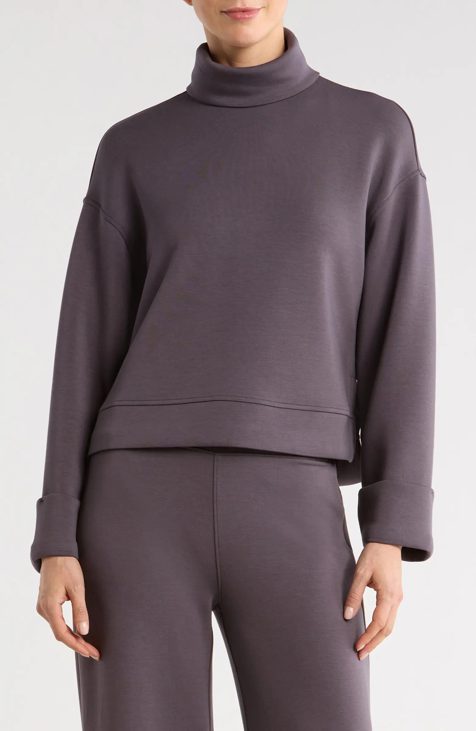 Cuffed Sleeve Crop Turtleneck Sweatshirt | Nordstrom