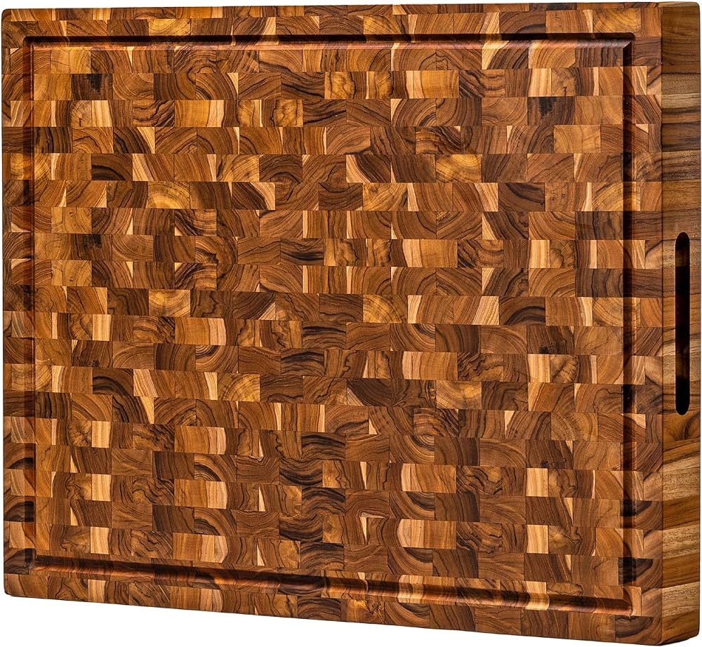 Extra Large End Grain Butcher Block Cutting Board [2" Thick] Made of Teak Wood and Conditioned wi... | Amazon (US)