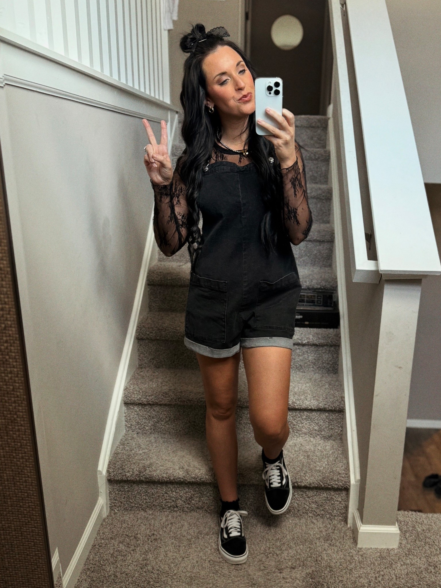 Easy transitional concert style 🖤 

Wearing the size Medium in both the mesh top and black denim overalls. 

Paired it with my vans!

#LTKParties #LTKStyleTip #LTKSeasonal