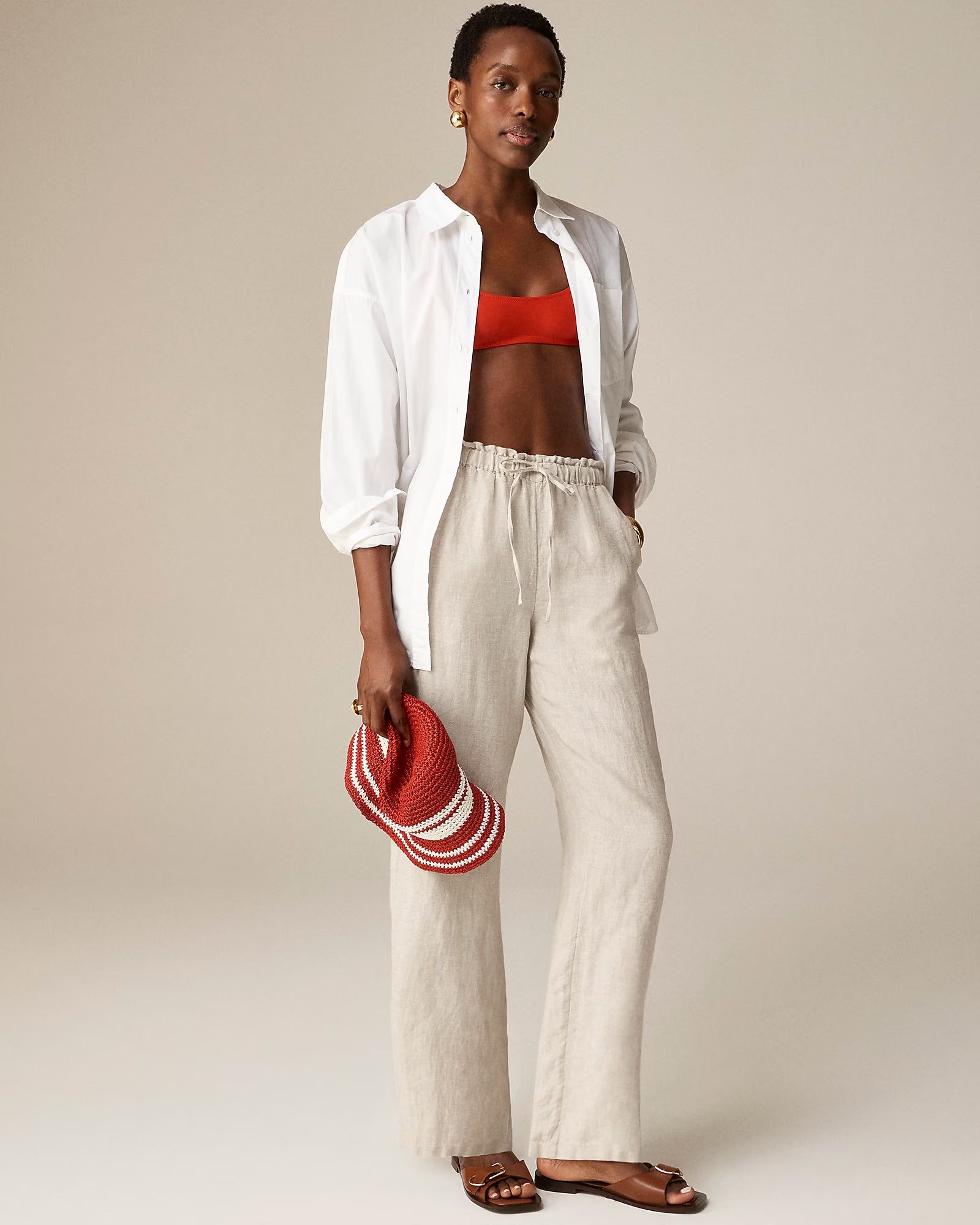 new color4.3(125 REVIEWS)Soleil pant in linen$98.00FlaxClassicPetiteTallSelect a sizeSize & Fit I... | J.Crew US