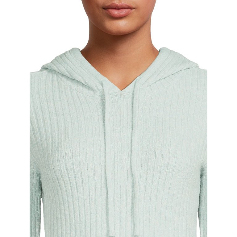 No Boundaries Junior's Ribbed Knit Hoodie | Walmart (US)