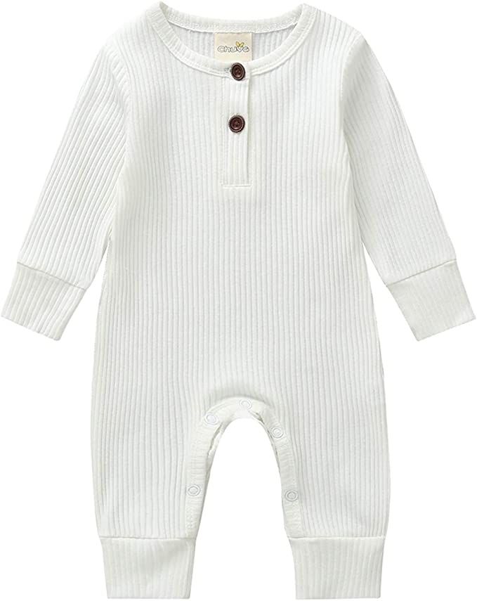 Amazon.com: Newborn Infant Unisex Baby Boy Girl Button Solid Romper Bodysuit One Piece Jumpsuit O... | Amazon (US)