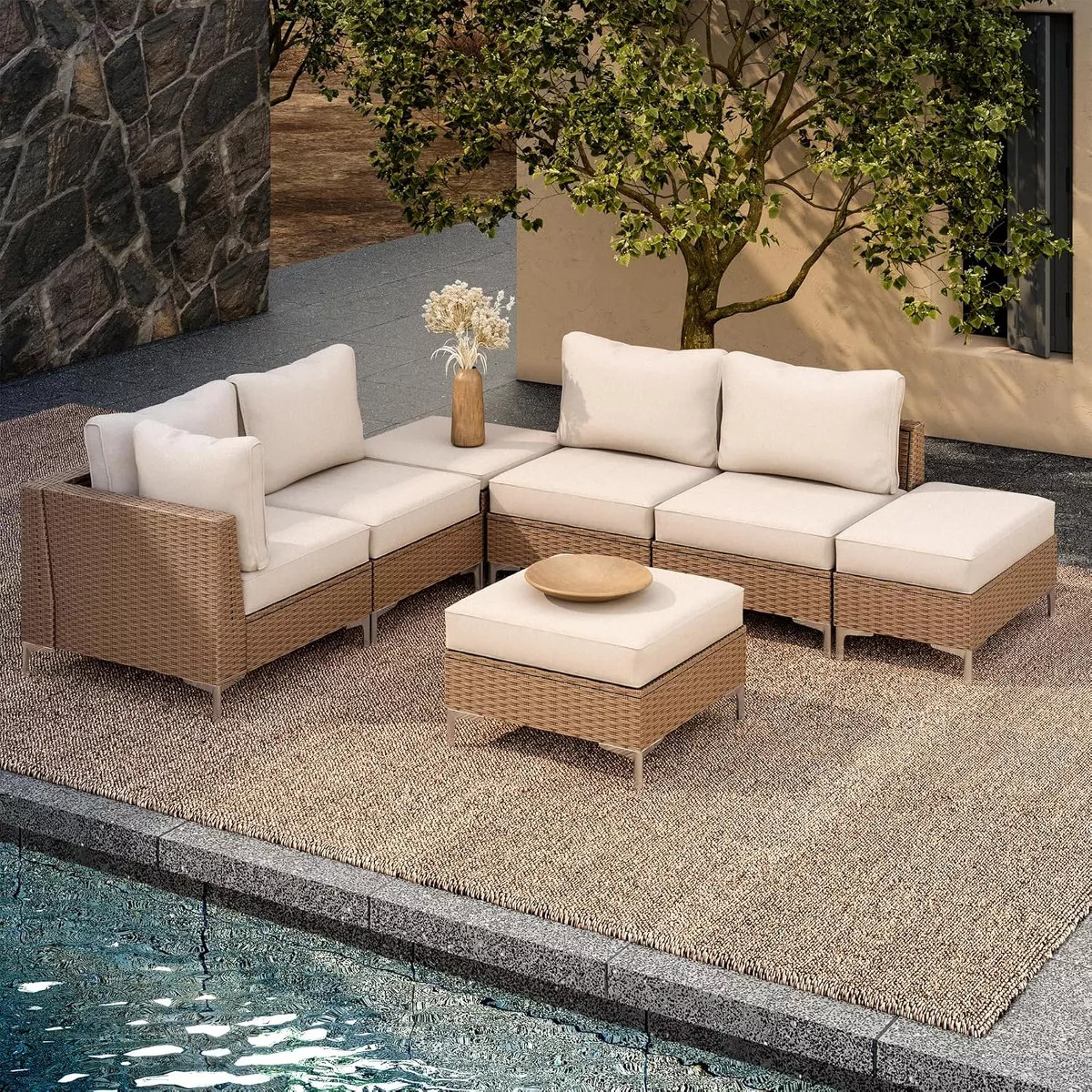 LAUSAINT HOME 7 Pieces Outdoor Patio Furniture Set, Sectional Conversation Sofa with Adjustable B... | Target