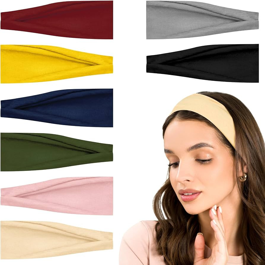 Sularpek 8 Pack Headbands, Stretchy Hair Head Bands, Soft Hair Bands for Women, Yoga Ladies Headb... | Amazon (UK)