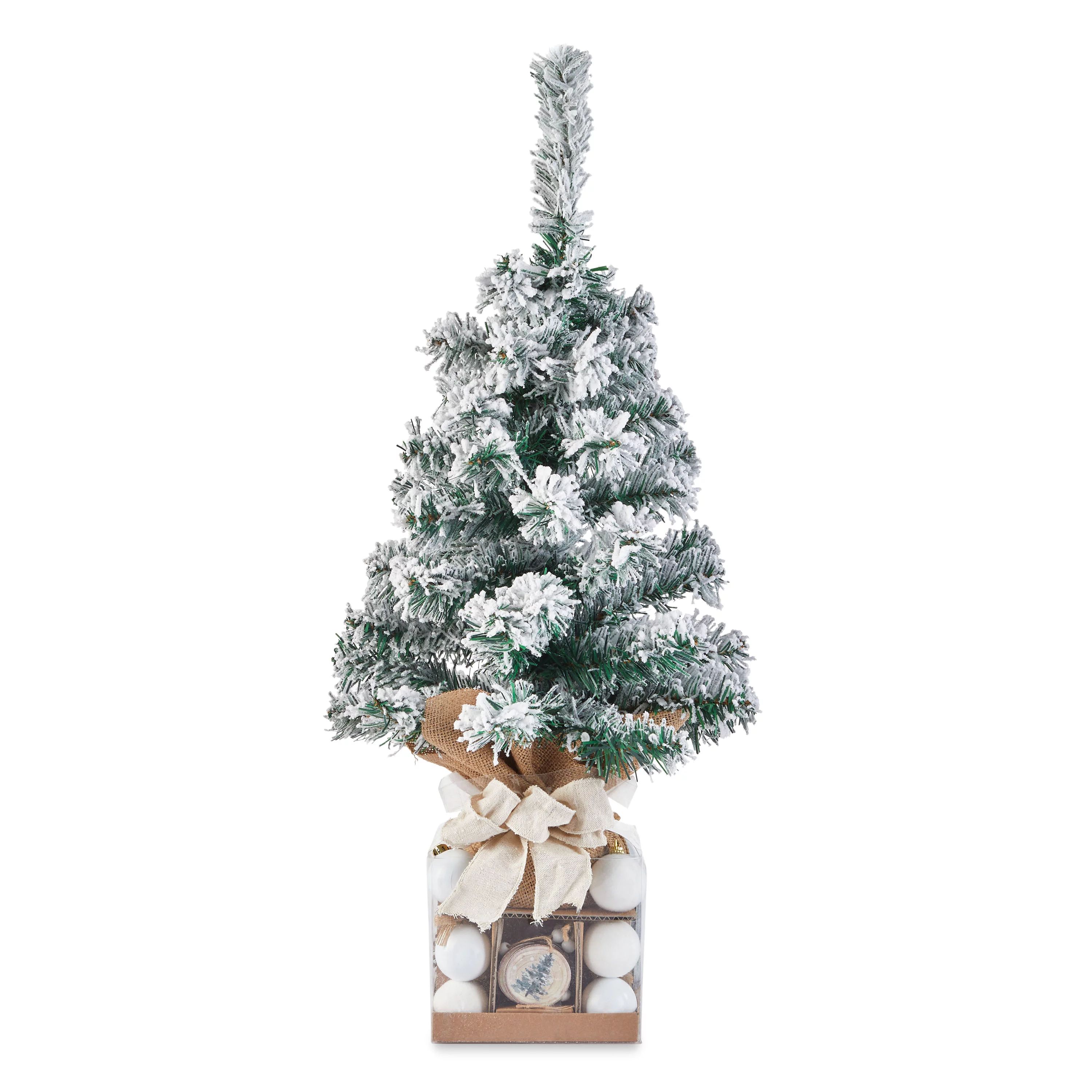 Holiday Time Christmas Green Flocked Mini Tree Set with Ornaments, Tree Height 24Inch - Walmart.c... | Walmart (US)