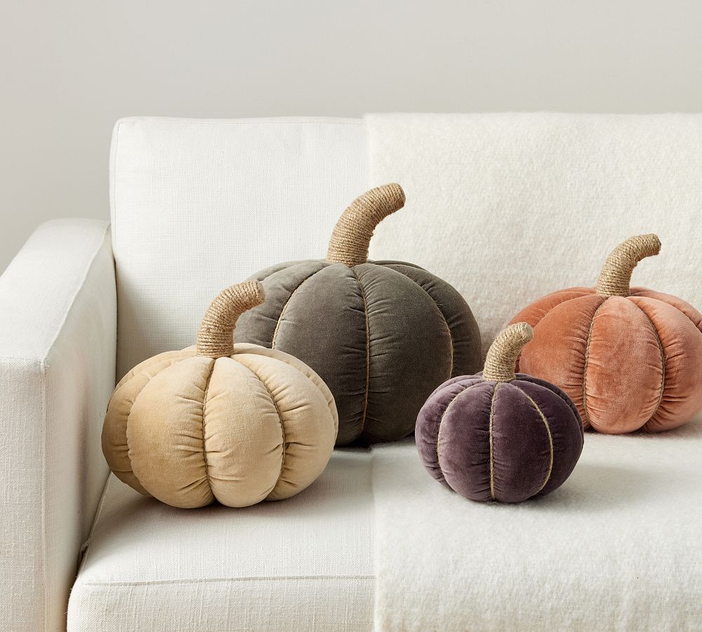 Velvet Pumpkin Shaped Pillow | Pottery Barn (US)