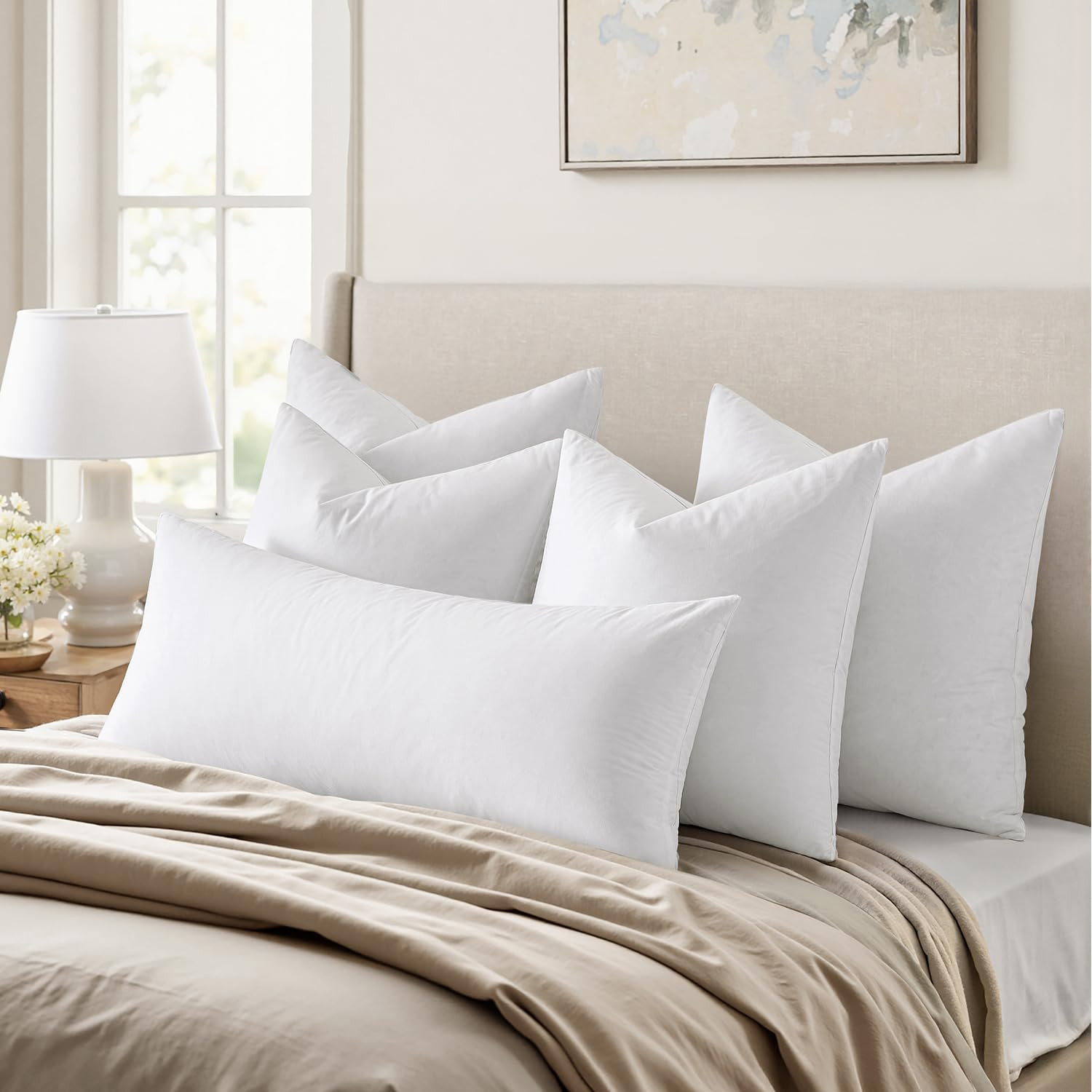 MIULEE 22x22 Pillow Inserts,Set of 2 Down Feather Throw Pillows for Couch Sofa Bed, Decorative Fl... | Amazon (US)