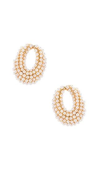 Ettika Pearl Hoop Earring in Pearl & Gold from Revolve.com | Revolve Clothing (Global)