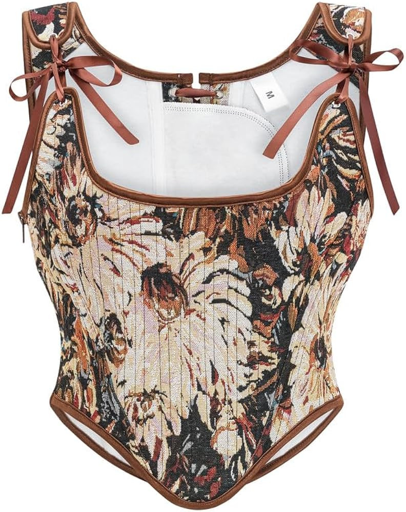 Dreay Womens Vintage Asymmetrical Hem Overbust Corset Tie Front Lace-up Back Bustier Shapewear To... | Amazon (US)