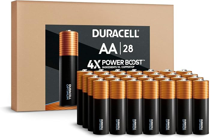 Duracell Optimum AA Batteries 28 Count (Pack of 1) with Power Boost Ingredients, Re-closable Pack... | Amazon (US)