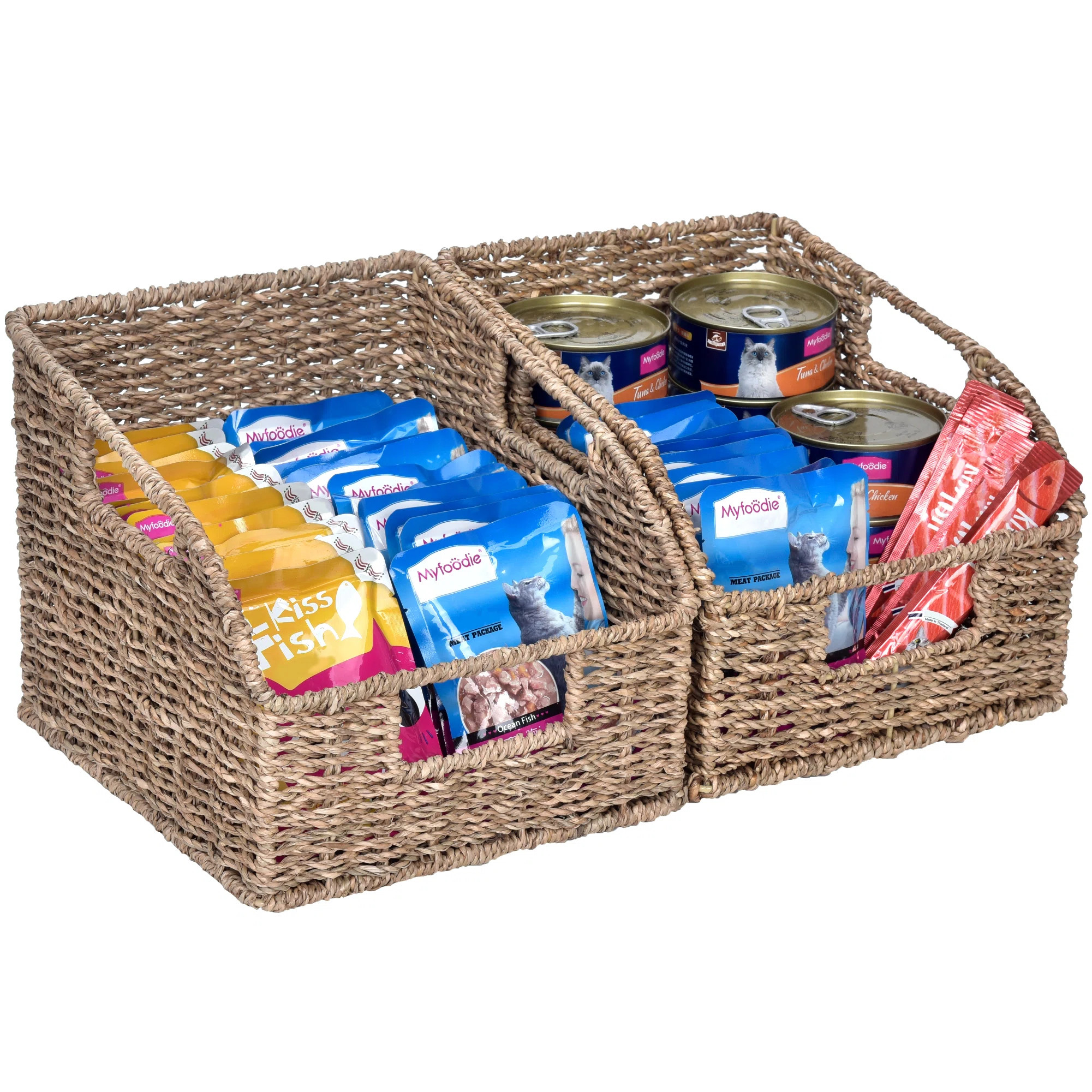 Handwoven Wicker Baskets with Handles, Pantry Storage Baskets for Shelves (Set of 2) | Wayfair North America
