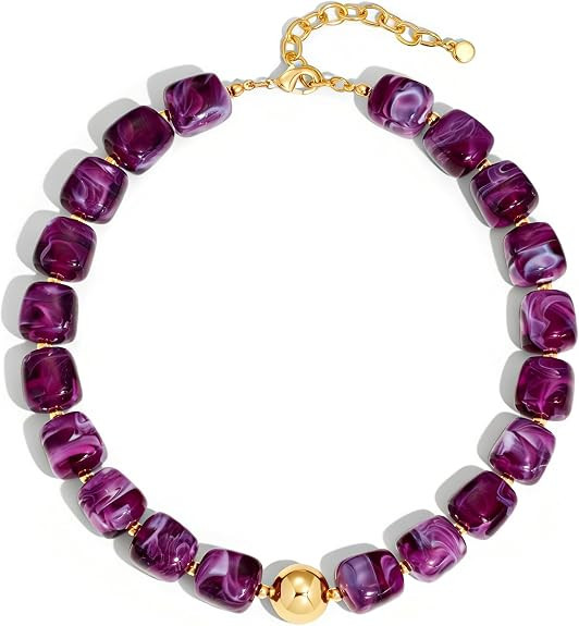WOWORAMA Colorful Chunky Necklaces for Women Trendy Multicolor Large Square Resin Beads Necklace ... | Amazon (US)