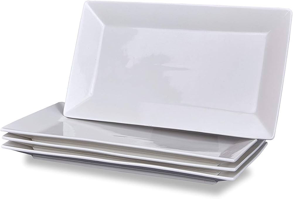 Klikel 4 Serving Platters - Classic White Plate - Serving Trays For Parties - Microwave And Dishw... | Amazon (US)