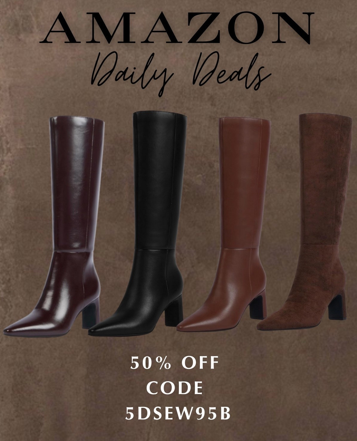 50% off knee high boots for fall!! 
don’t forget to use the code 
5DSEW95B

#LTKSaleAlert #LTKSeasonal #LTKFallSale