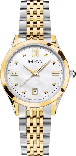 Classic R Diamond Two-Tone Bracelet Watch, 34mm | Nordstrom