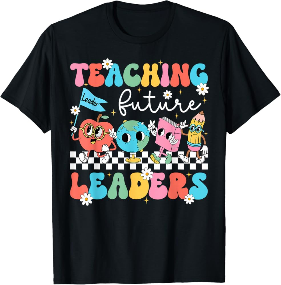 Retro Teaching Future Leaders Groovy Teacher Back to School T-Shirt | Amazon (US)