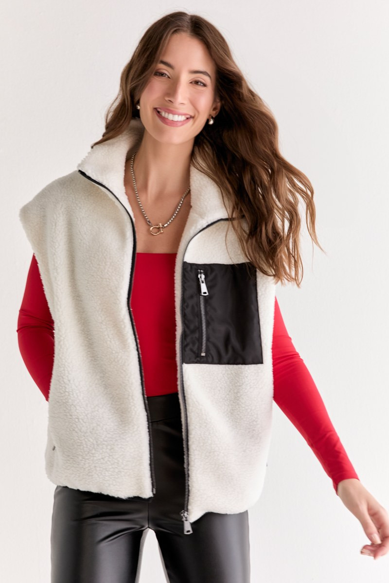 Lindsay Two Toned Sherpa Vest | Francesca's