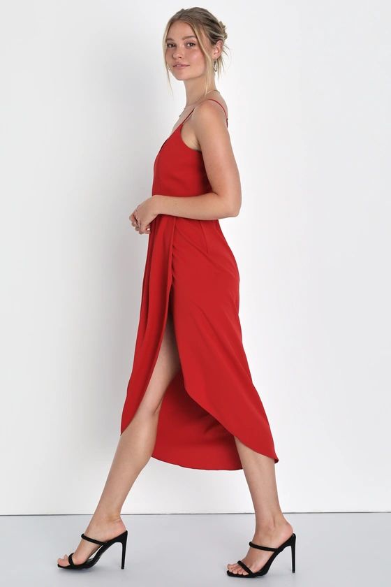 Reinette Rust Red Midi Dress | Lulus (US)