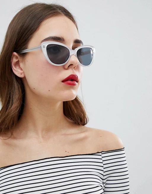 AJ Morgan cat eye sunglasses in pearl white | ASOS US