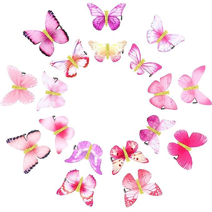 18 Pieces Glitter Butterfly Hair Clips for Teens Women Hair Accessories (Stylish Styles) | Amazon (US)