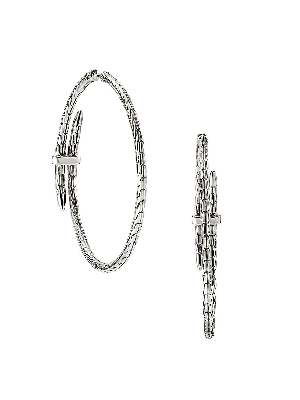 Women's Spear Sterling Silver 0.12 TCW Diamond Hoop Earrings/45MM - Silver | Saks Fifth Avenue