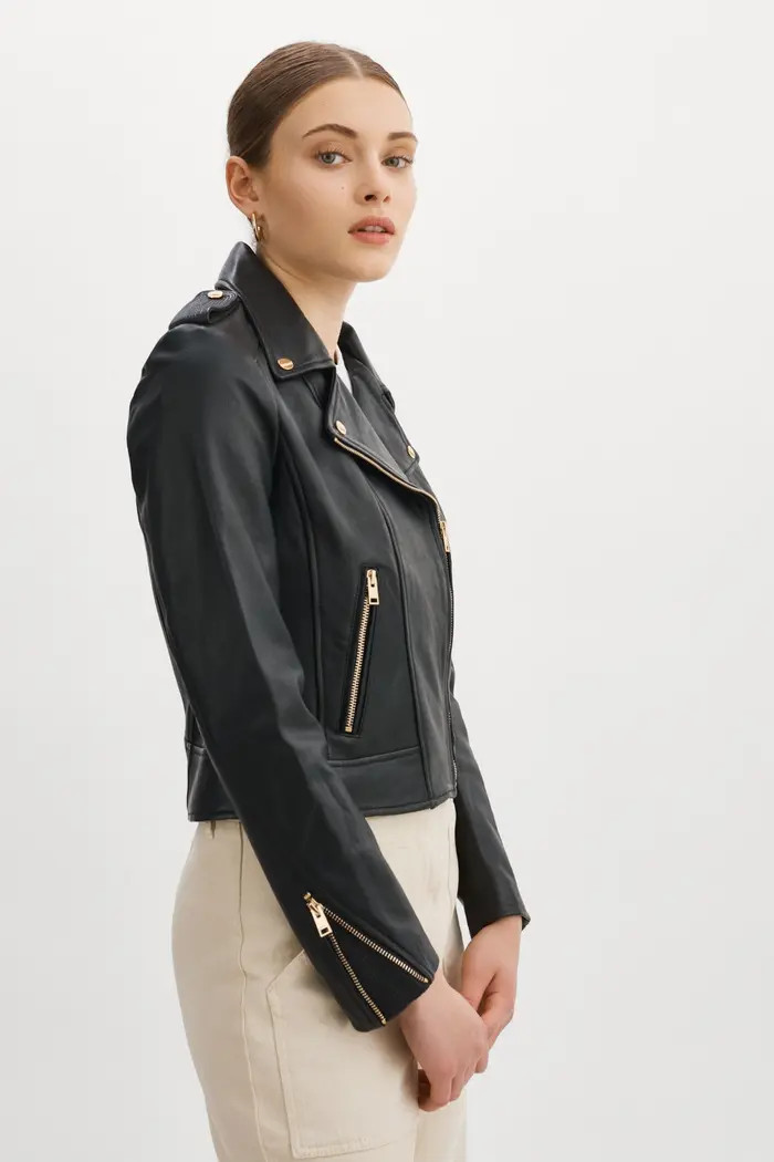 DONNA GOLD | Iconic Leather Biker Jacket | Nordstrom