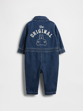 Baby Denim Bear Logo Coveralls | Gap (US)