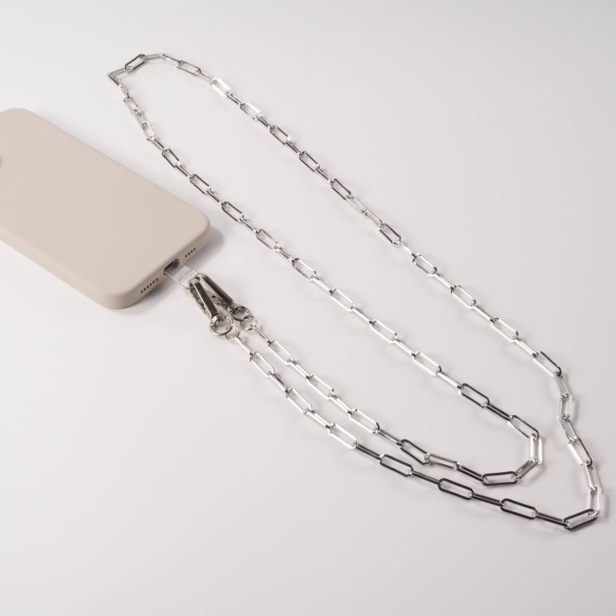 Hello Lux Paper Clip Chain Phone Crossbody Strap - Silver | Target