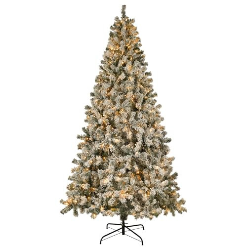 Artflower 7.5ft Snow Flocked Christmas Tree, Artificial Full Christmas Tree with 1200 Branch Tips, Metal Stand and Christmas Tree Bag for Home Office Party Christmas Decoration | Amazon (US)