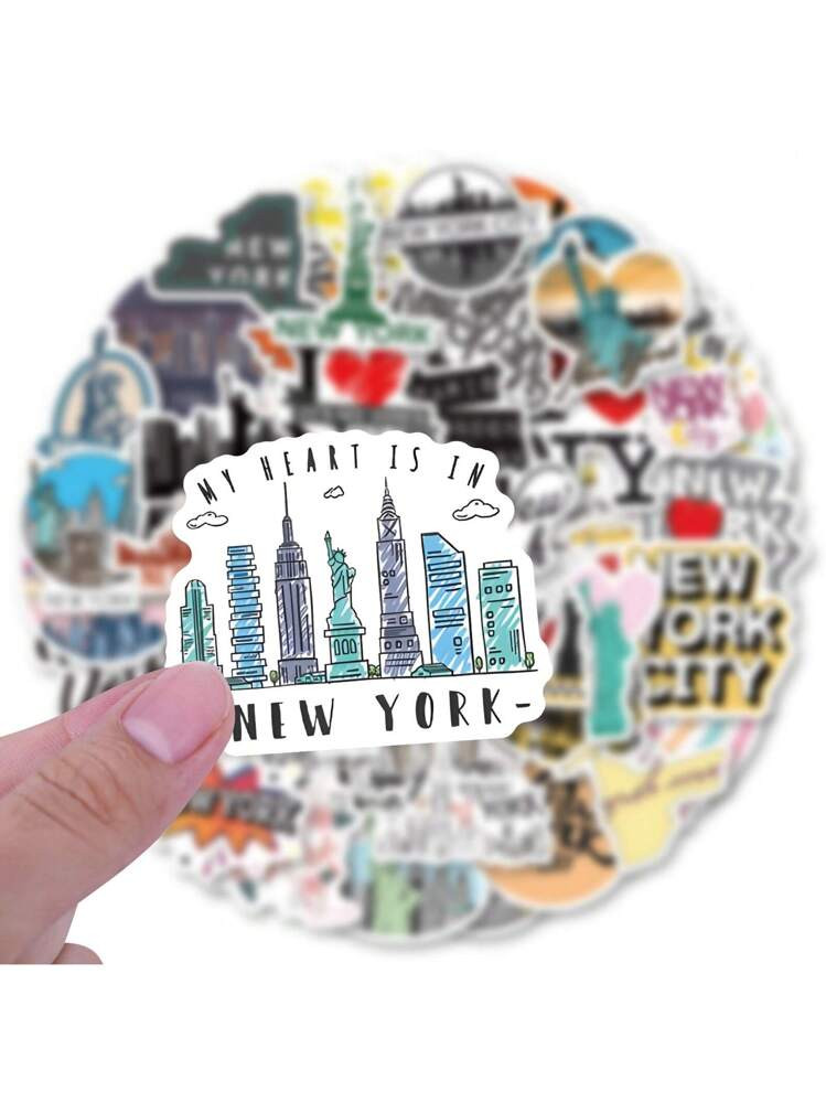 60Pcs New York Stickers Decals, New York City Graffiti Aesthetics Decor Vinyl Waterproof Stickers... | SHEIN