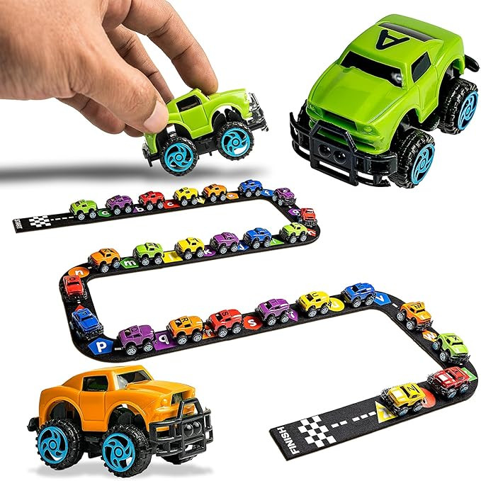 Skoolzy 26 Cars ABC Alphabet Learning Toys with 15 Piece Felt Track, Manipulatives for Preschoole... | Amazon (US)