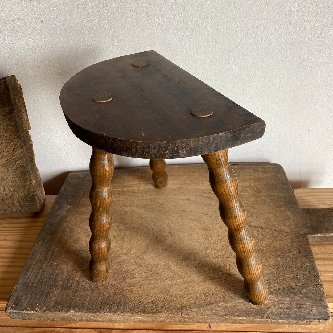 Wooden Tripod Stool , Handcrafted Twisted Legs, French Vintage Countryside, Farmhouse Stool , Mil... | Etsy (US)