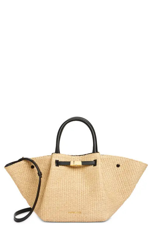 DeMellier Midi New York Straw East/West Tote in Warm /Black at Nordstrom | Nordstrom