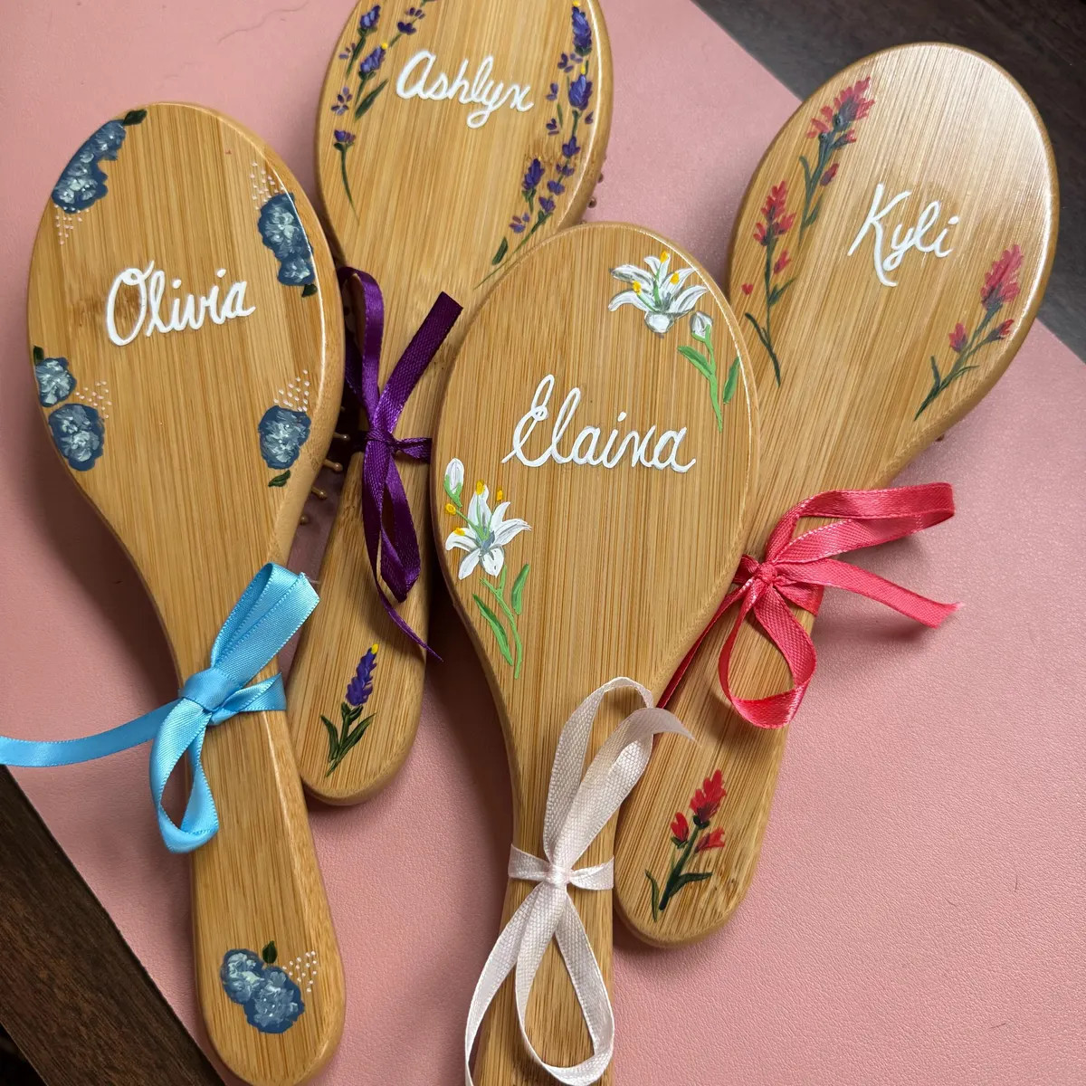 Personalized Hand Painted Hair Brushes- Bridal Shower, Bridesmaids Gifts, & Wedding Favor | Etsy (Global)