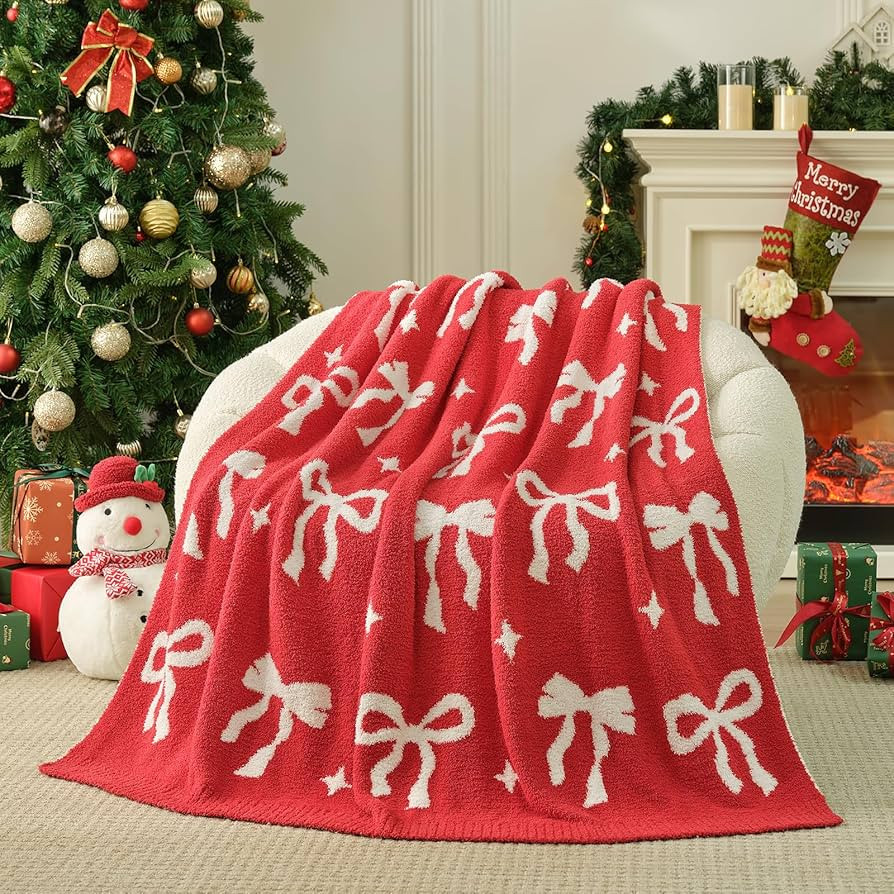 Snuggle Sac Bow Throw Blanket Red Christmas Blanket 50x60 inches, Ultra Soft Cozy Throw Blanket f... | Amazon (US)